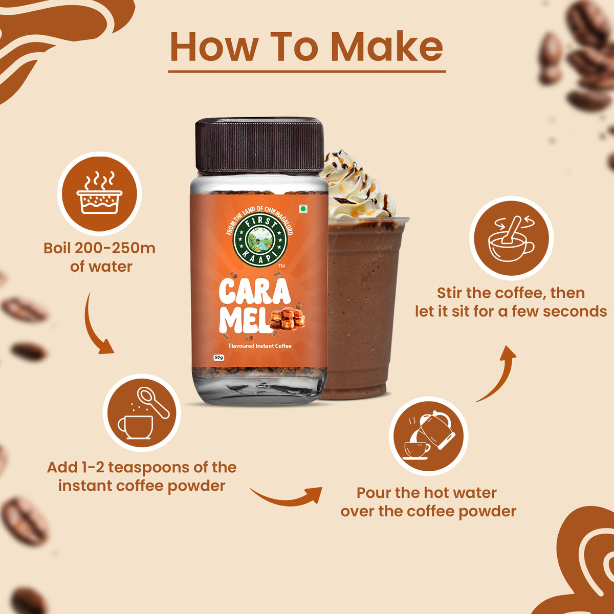 First Kaapi Caramel Flavoured Instant Coffee Powder