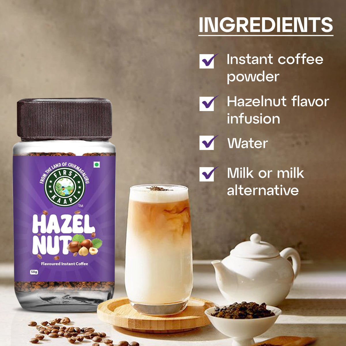 First Kaapi Hazelnut Flavoured Instant Coffee Powder
